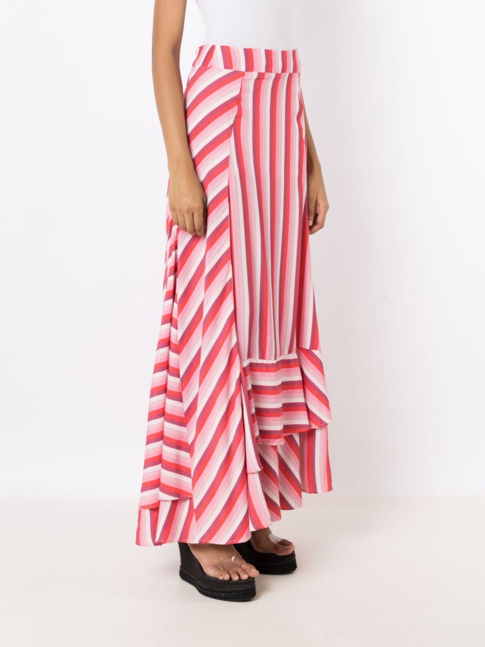 Shop Amir Slama Stripe-print Maxi Skirt In Pink