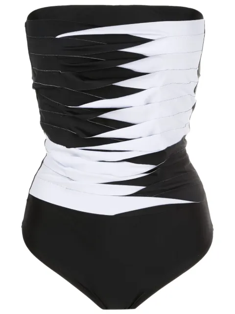 Amir Slama twisted-straps two-tone swimsuit