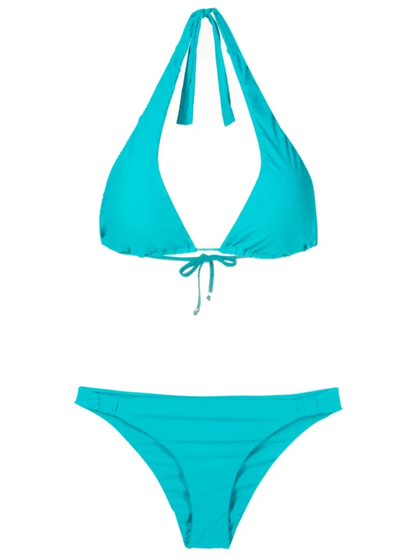 Amir Slama Halterneck Triangle Bikini Blue FARFETCH PH