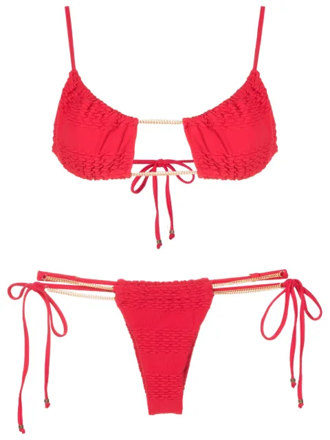 Amir Slama chain-detail textured-finish bikini 