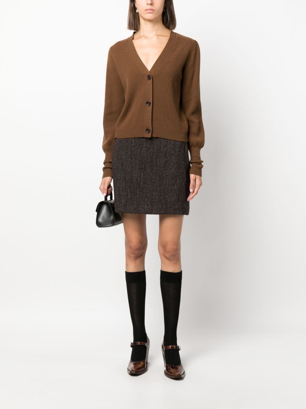 Shop Roberto Collina High-waist Wool-blend Miniskirt In Brown