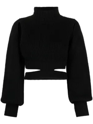 Cropped black discount roll neck jumper