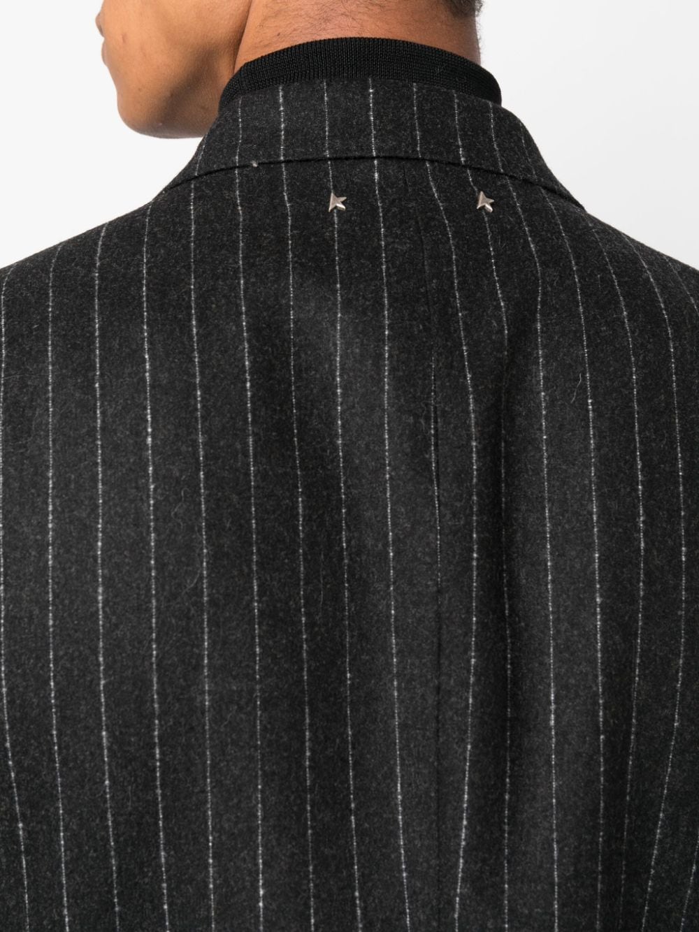 Shop Golden Goose Pinstriped Double-breasted Blazer In Grey