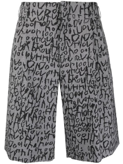 Comme des Garçons Homme Plus text-print plaid-check tailored shorts