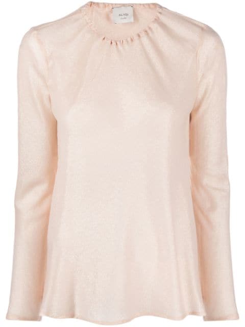 Alysi lurex-detail long-sleeve blouse