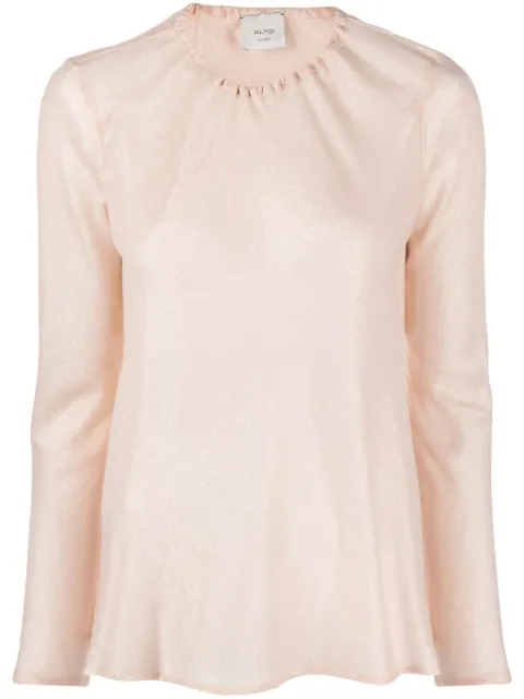 Alysi lurex-detail long-sleeve blouse