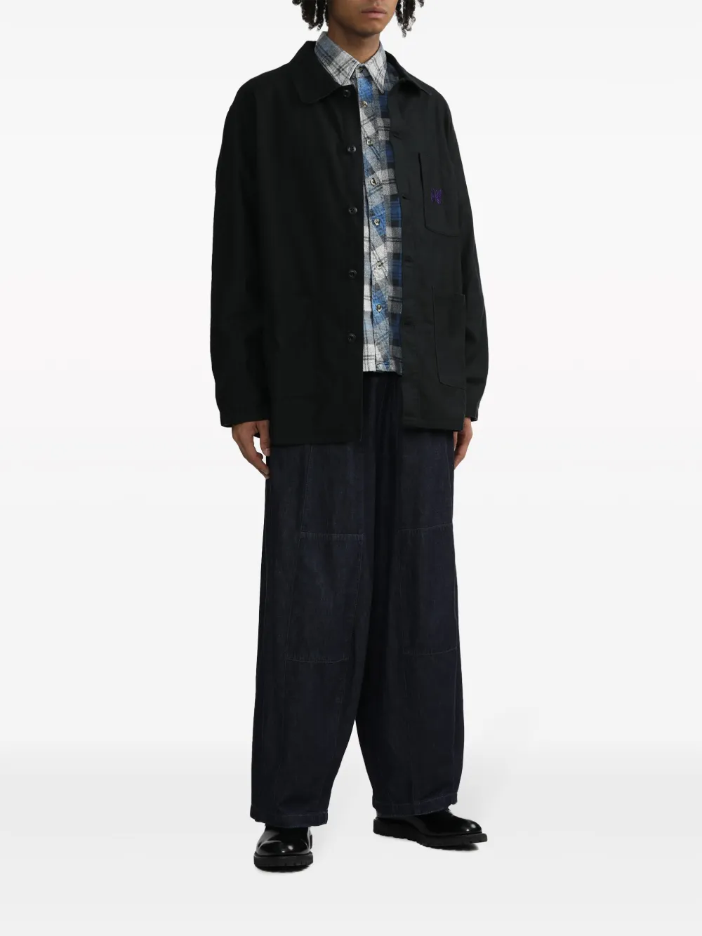 Needles wide-leg drawstring cotton trousers - Blauw