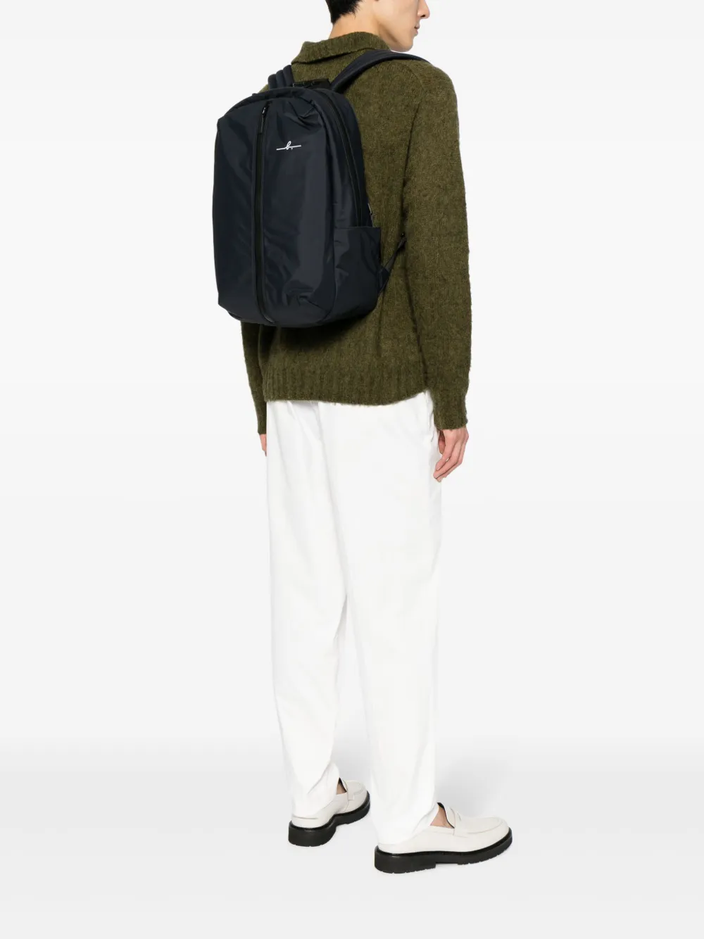 Agnès B. Engraved-logo Plain Backpack In Black