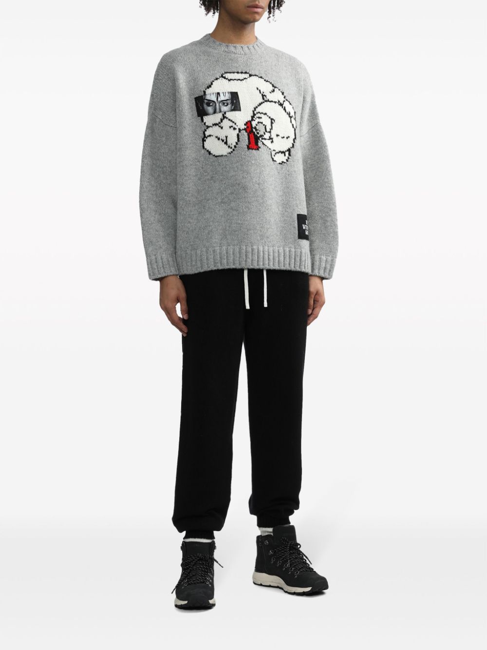 Undercover teddy-bear patch-embelllished jumper - Grijs