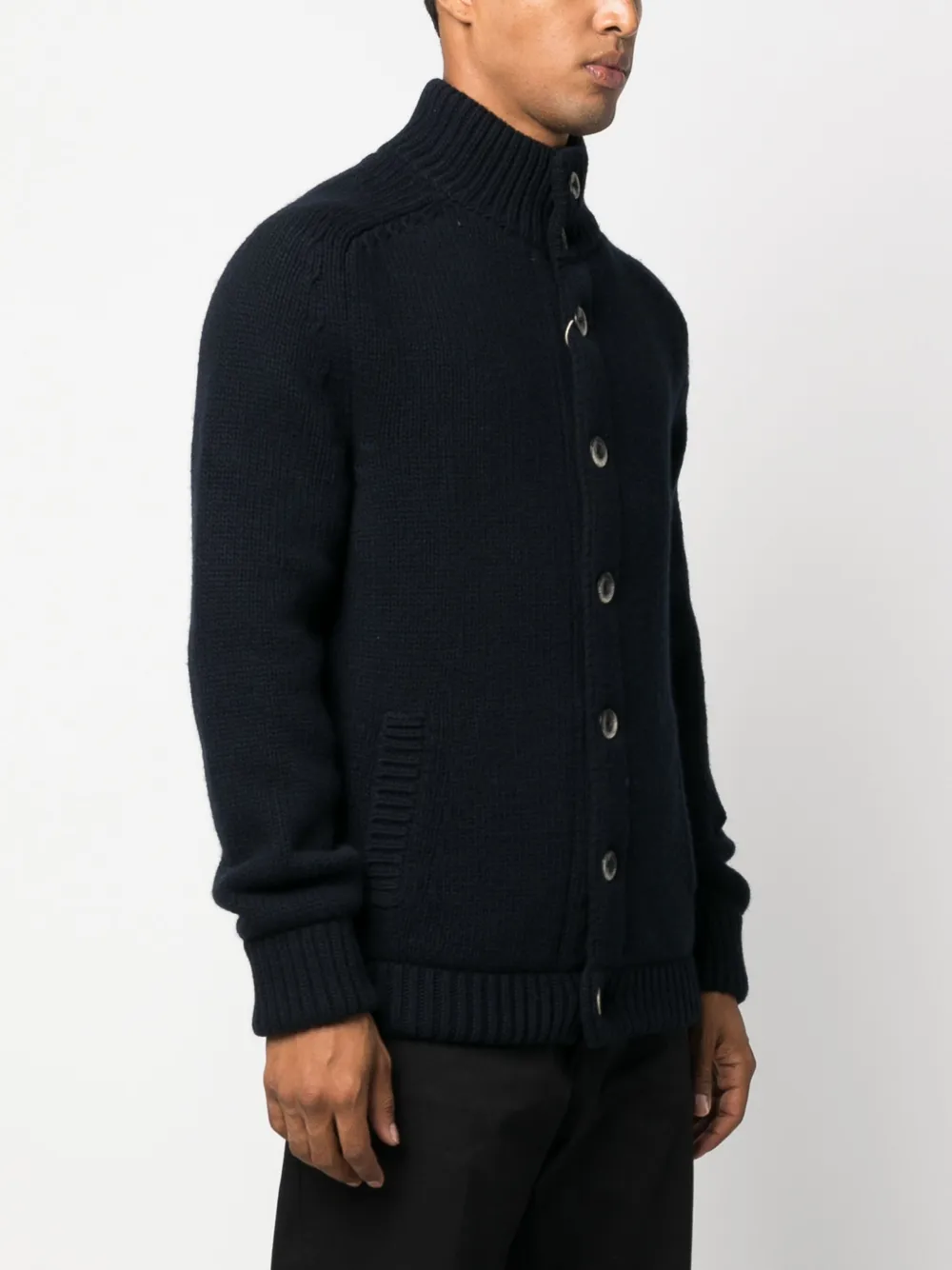 Herno Button-up Wool Cardigan In Blue