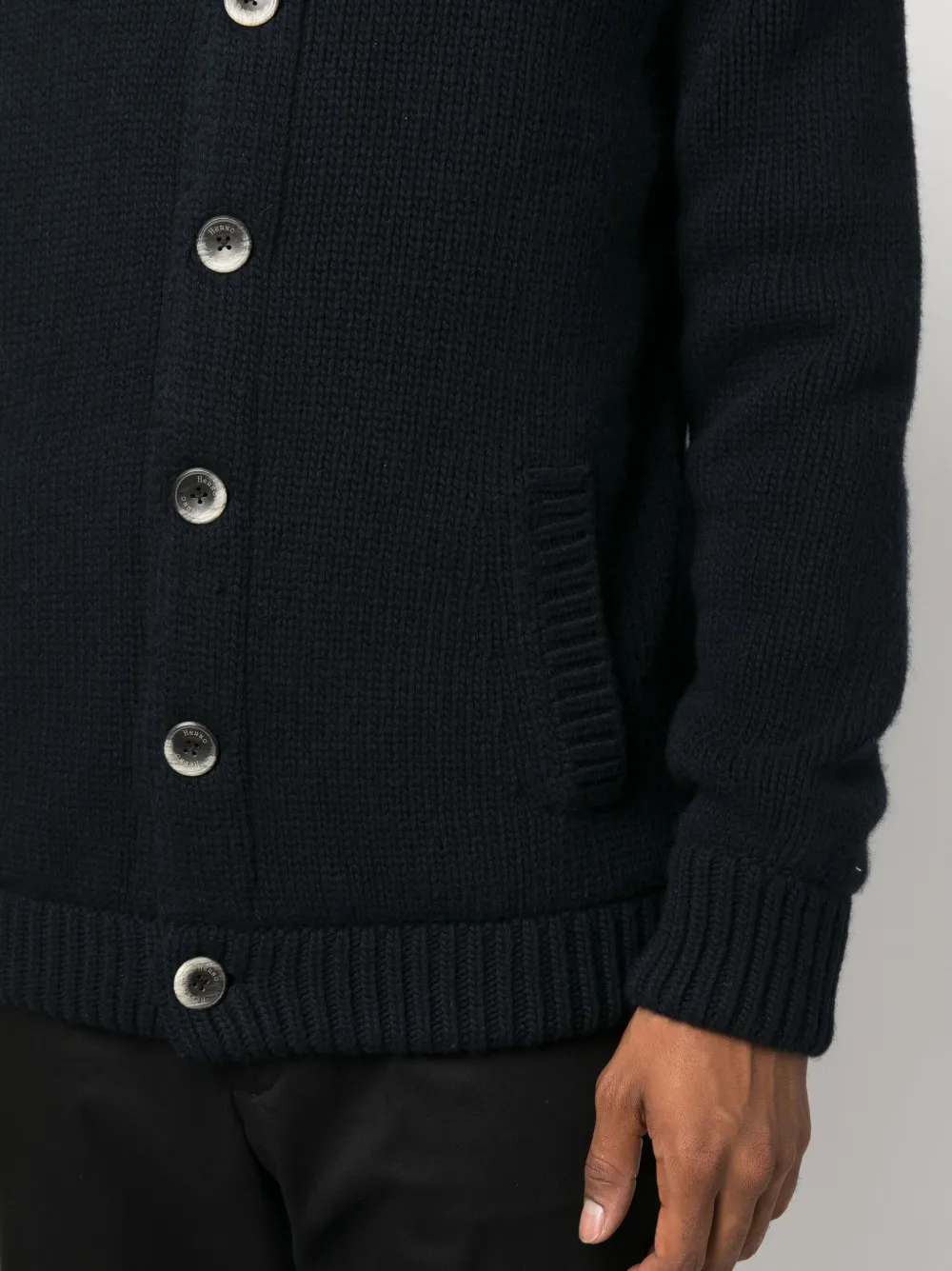 Herno Button-up Wool Cardigan In Blue