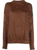 Semicouture lurex-detail crew-neck jumper - Brown