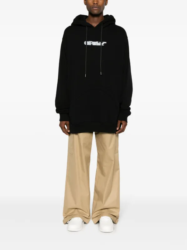 Off-White logo-print Cotton Hoodie | Black | FARFETCH GE
