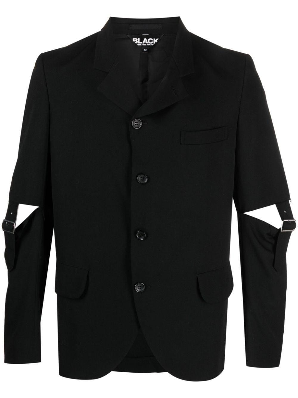 Black Comme Des Garçons Single-breasted Cut-out Wool Blazer In Black