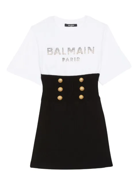 Balmain Kids logo-print short-sleeve dress