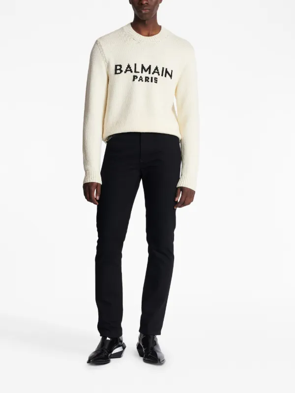 Balmain Jacquard Logo Knitted Jumper - Farfetch