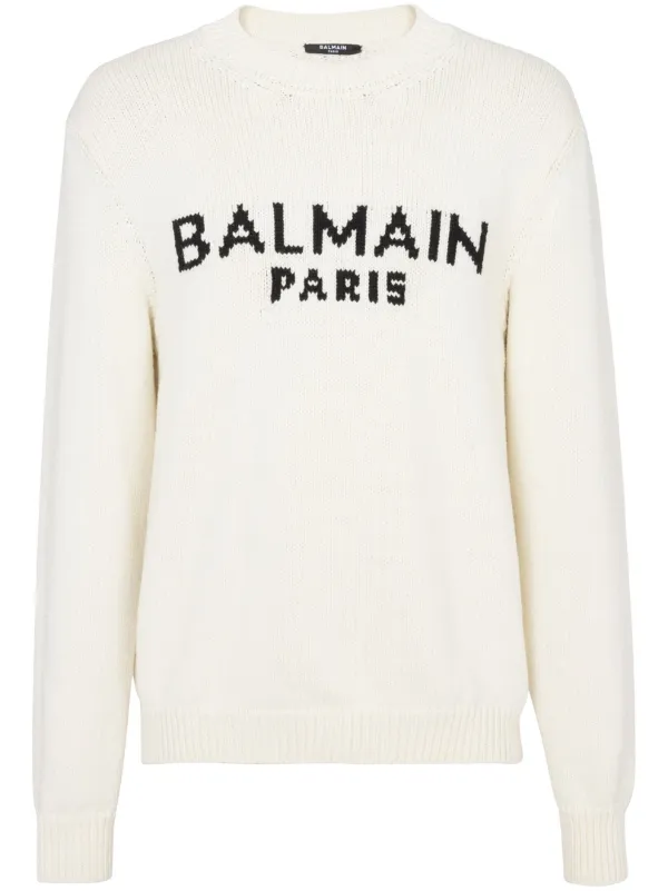 Balmain Jacquard Logo Knitted Jumper - Farfetch