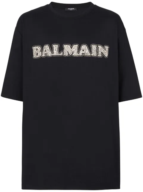 Balmain logo-embroidered cotton T-shirt
