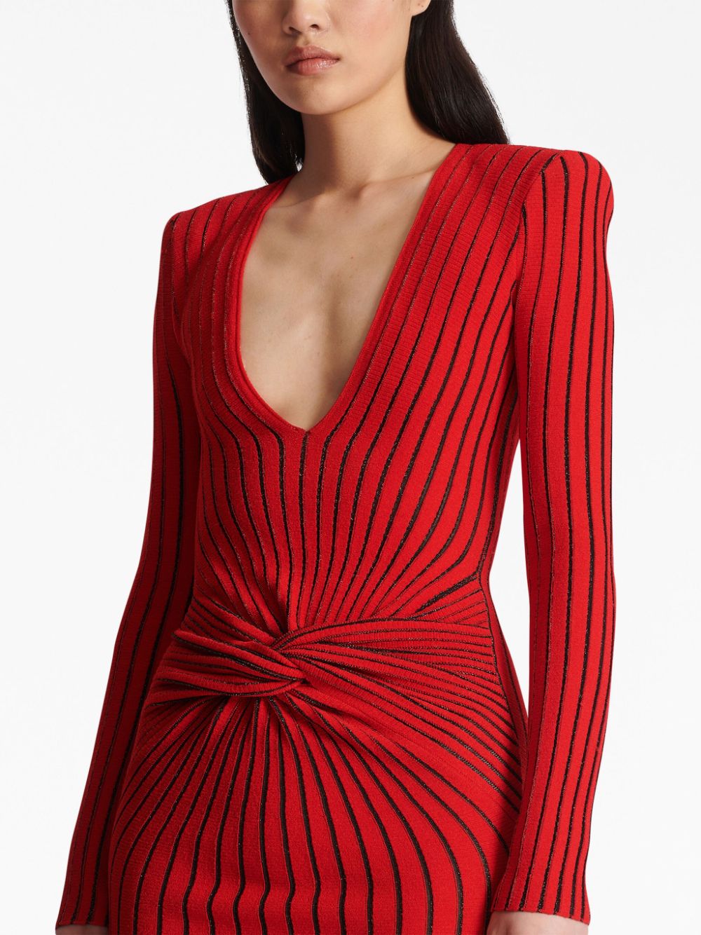 Balmain ribbed-knit long-sleeve dress Women