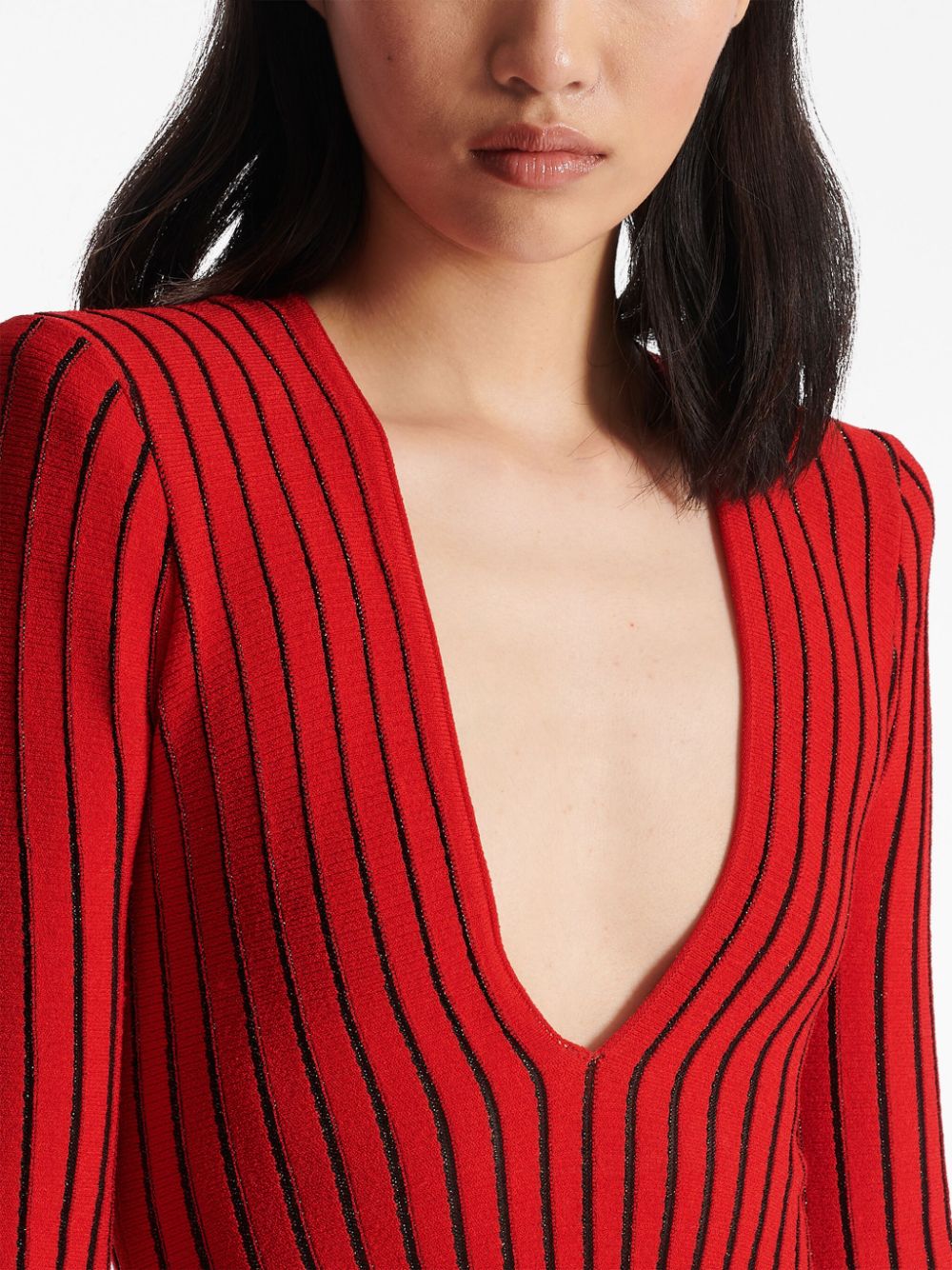 Balmain ribbed-knit long-sleeve dress Women