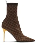 Balmain Skye 95mm monogram-jacquard boots - Brown