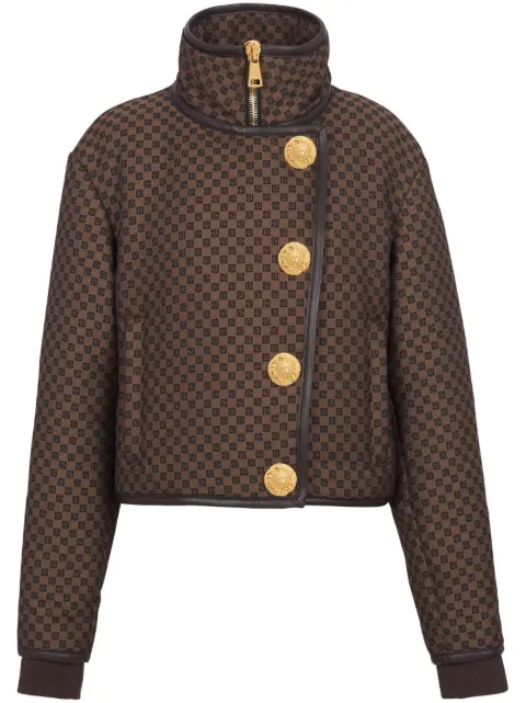 Balmain monogram-print cropped jacket