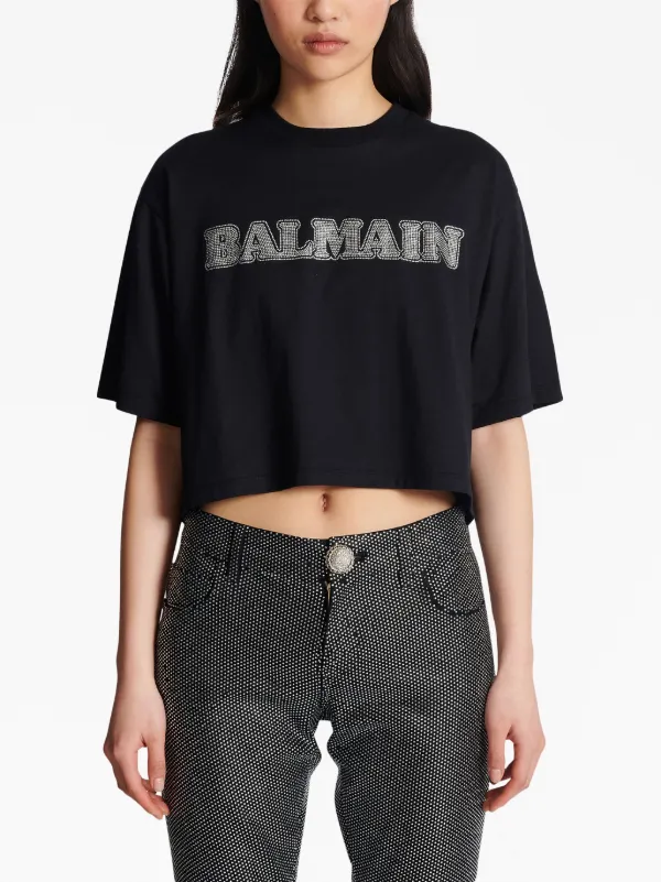 Tシャツ・カットソー BALMAIN Women Tops BF1EF005BB02EAB Black Balmain - T-shirt for Woman - White - BF1EF005BB02-GAB