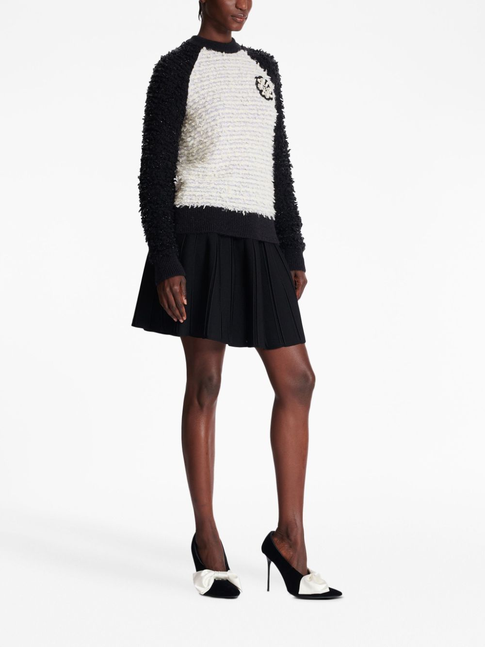 Shop Balmain Lurex Tweed Jumper In White