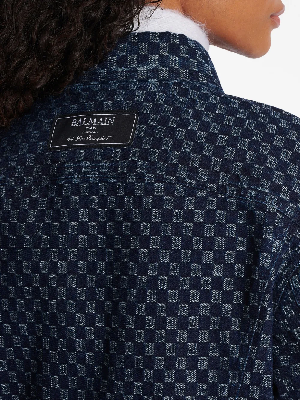 monogram-print denim jacket
