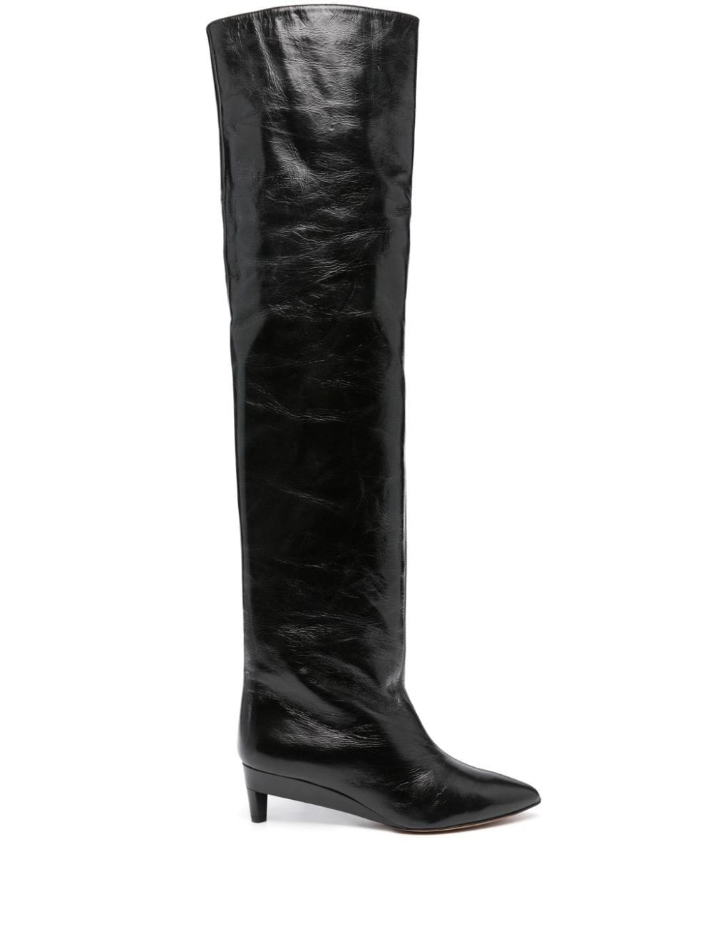 Shop Isabel Marant Lisali 50mm Thigh-high Leather Boots In Black