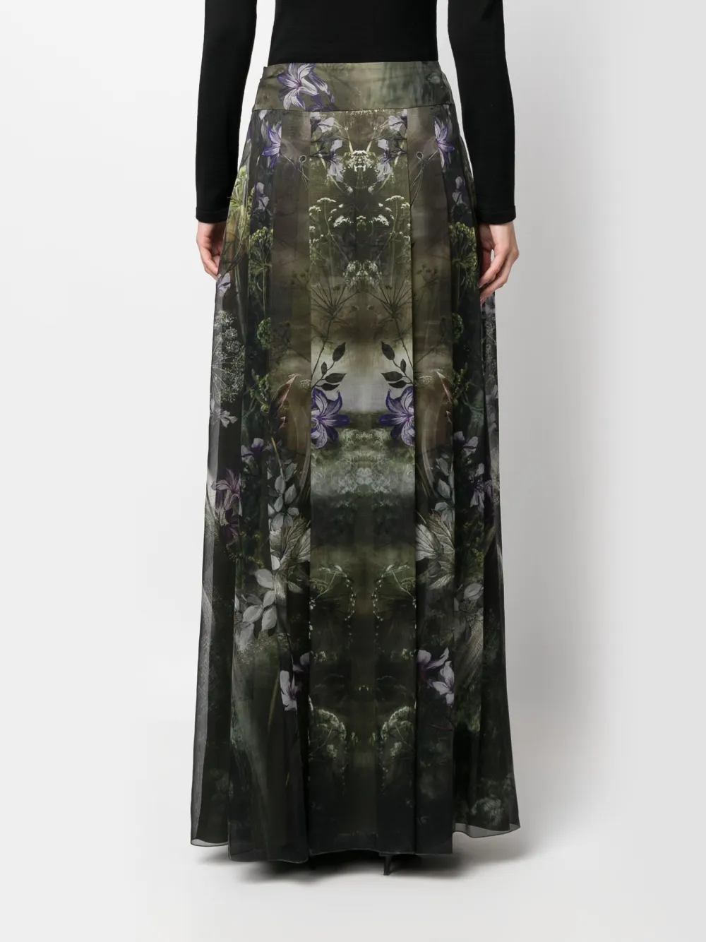 Alberta Ferretti Zijden rok met Flower Bomb-print Groen