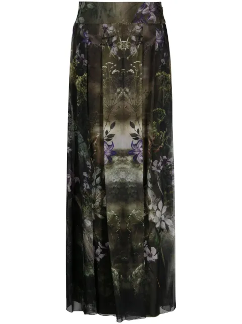Alberta Ferretti Flower Bomb-print silk skirt