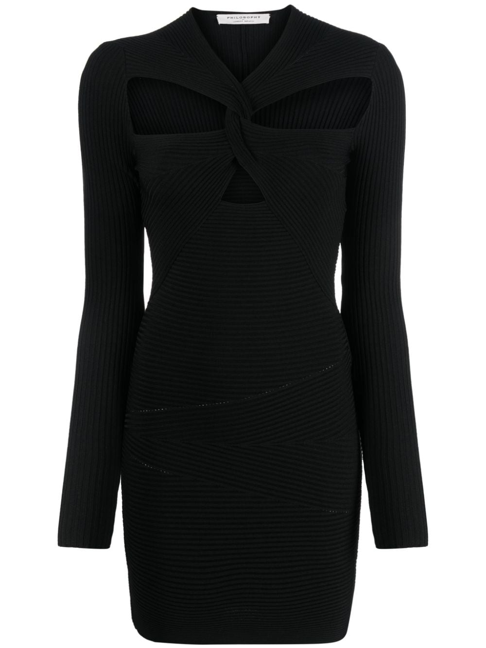 Shop Philosophy Di Lorenzo Serafini Cut-out Ribbed Minidress In Black