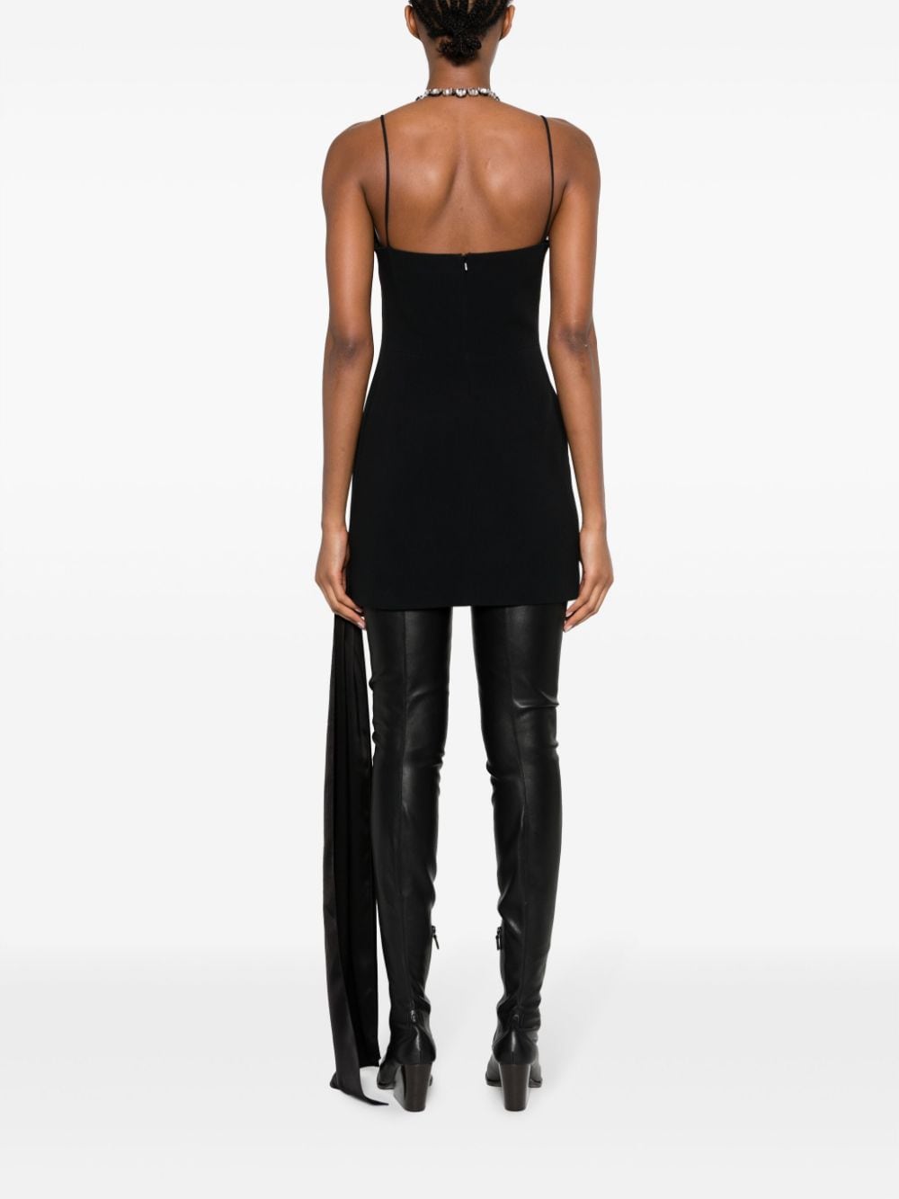 Shop David Koma Draped-skirt Panelled Minidress In Black