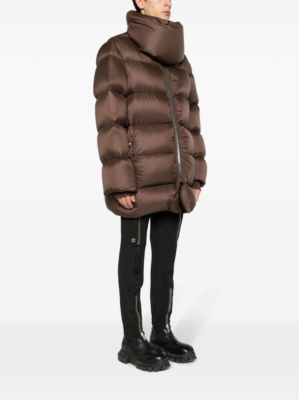 Shop Rick Owens Funnel-neck Padded Coat In Brown