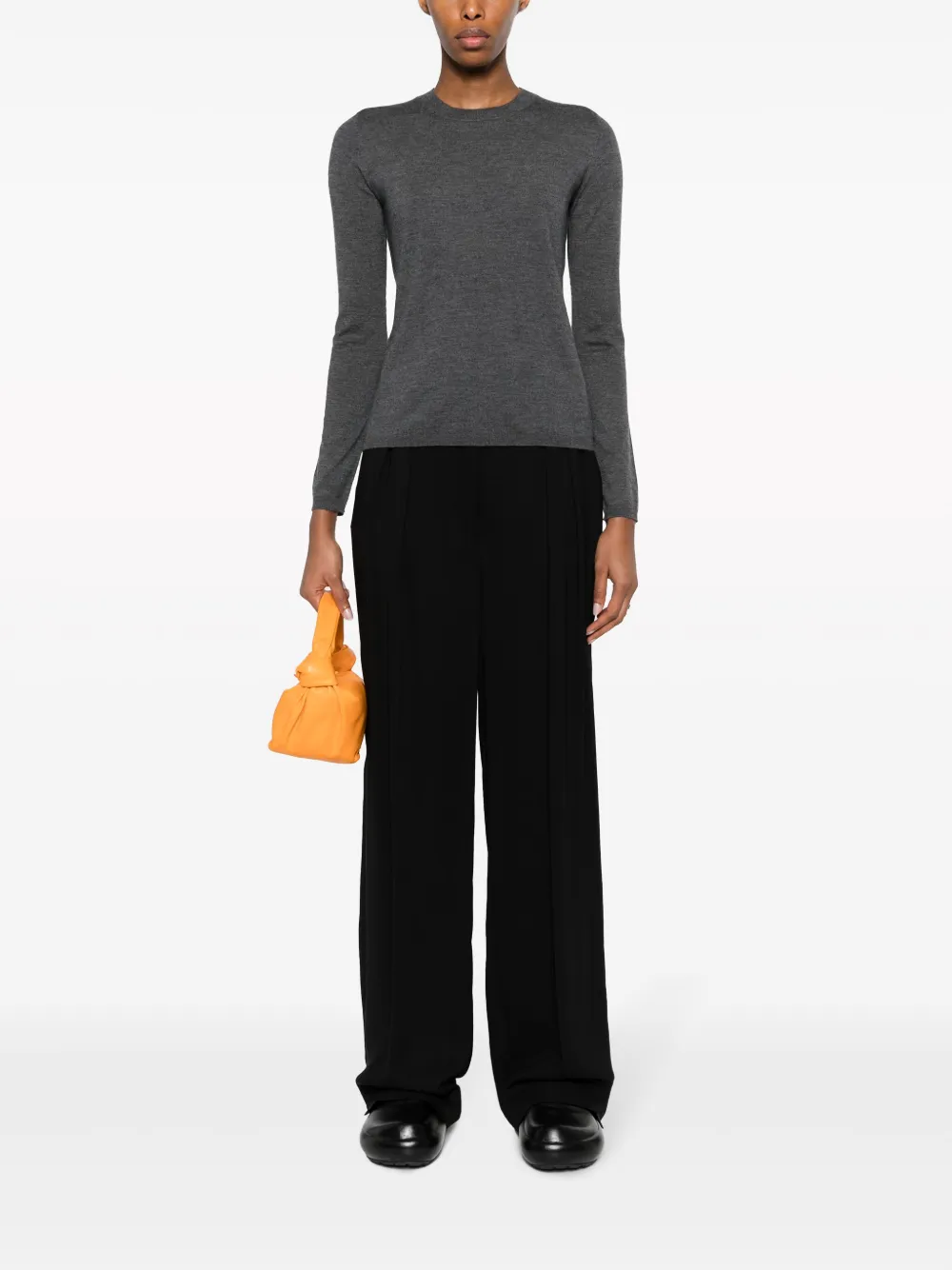 Max Mara Crew-neck Cashmere Jumper In Gray