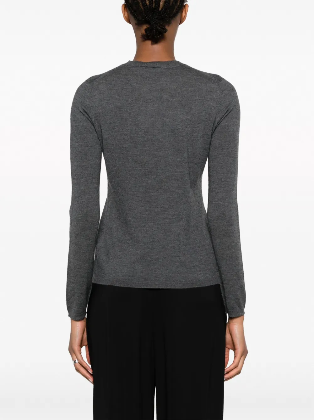 Max Mara Crew-neck Cashmere Jumper In Gray