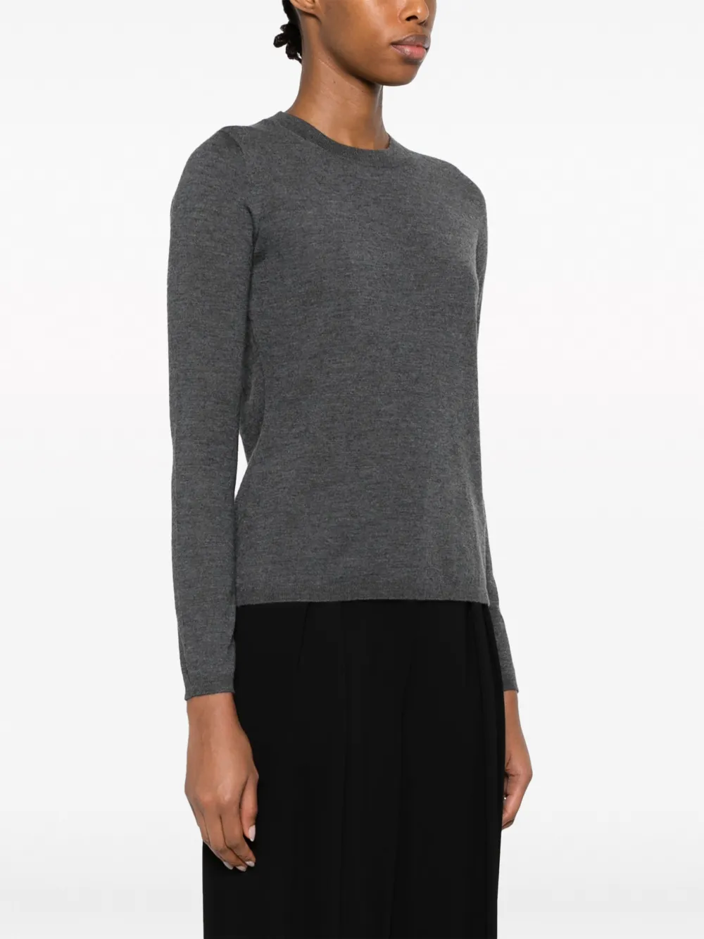Max Mara Crew-neck Cashmere Jumper In Gray