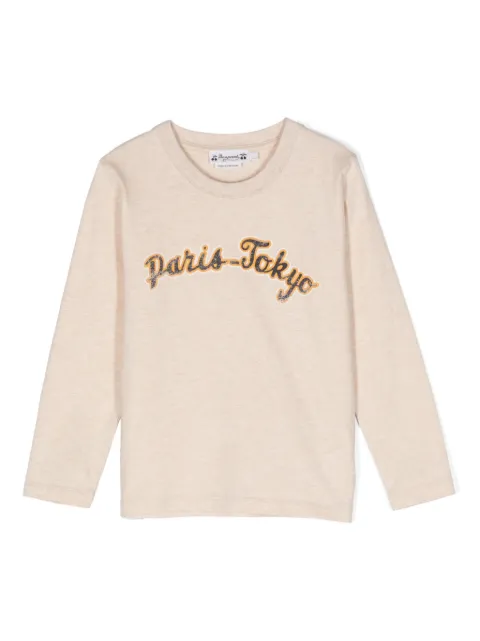 Bonpoint playera con efecto melange y logo estampado 
