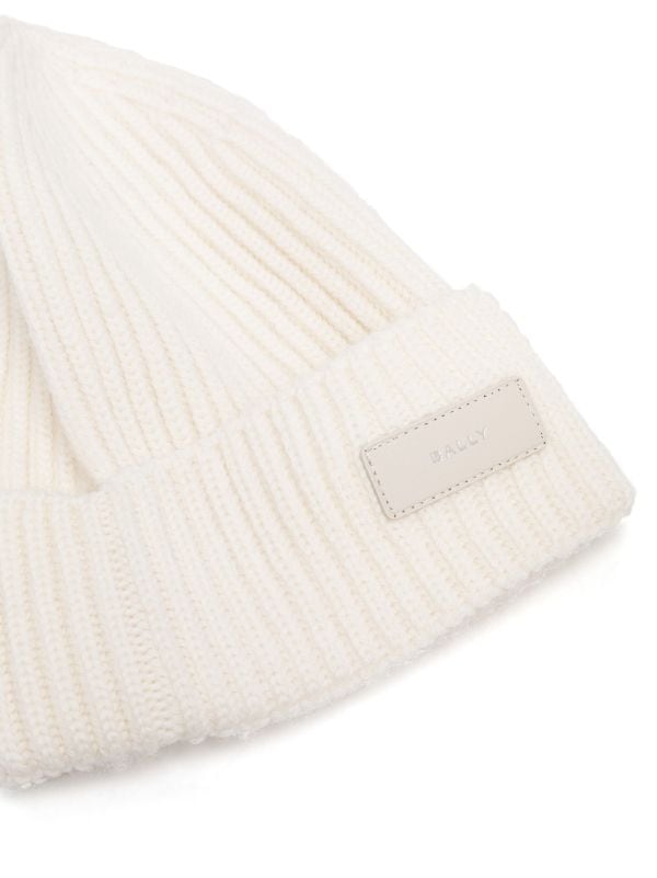 Bally men's logo discount patched wool beanie hat