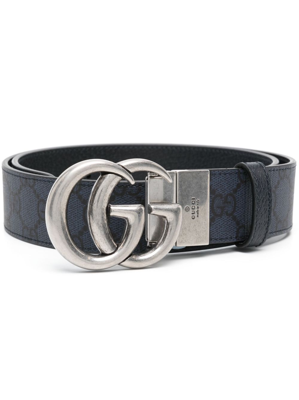 Shop Gucci Gg Marmont Reversible Belt In Blue