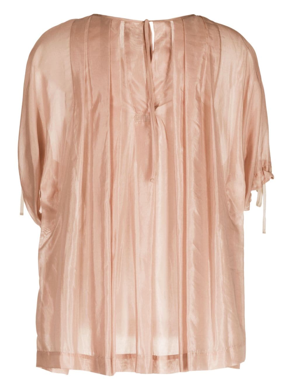 Shop Shanshan Ruan Short-sleeve Pleated Blouse In Brown