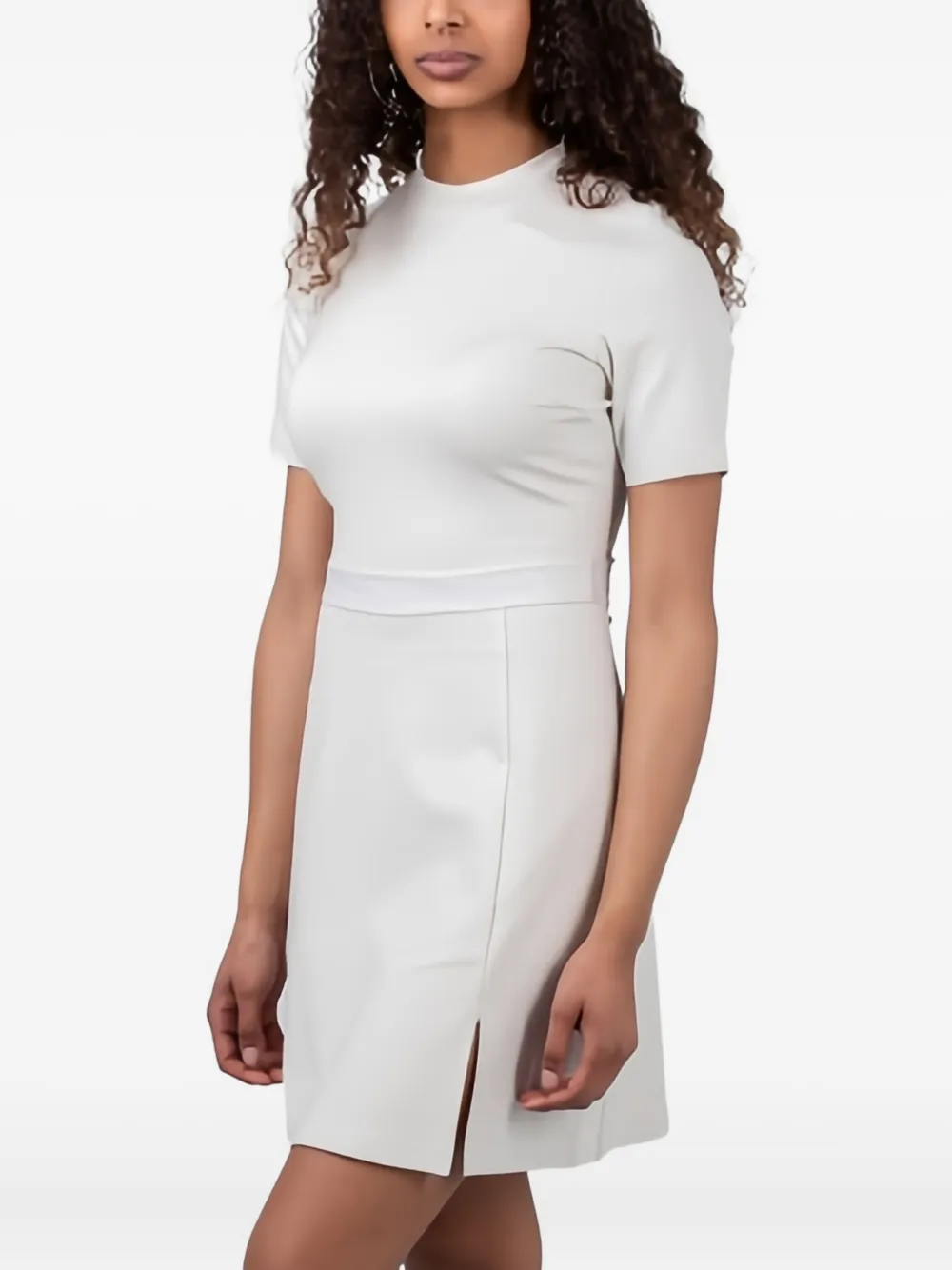 Calvin Klein logo-waistband mini dress - Beige