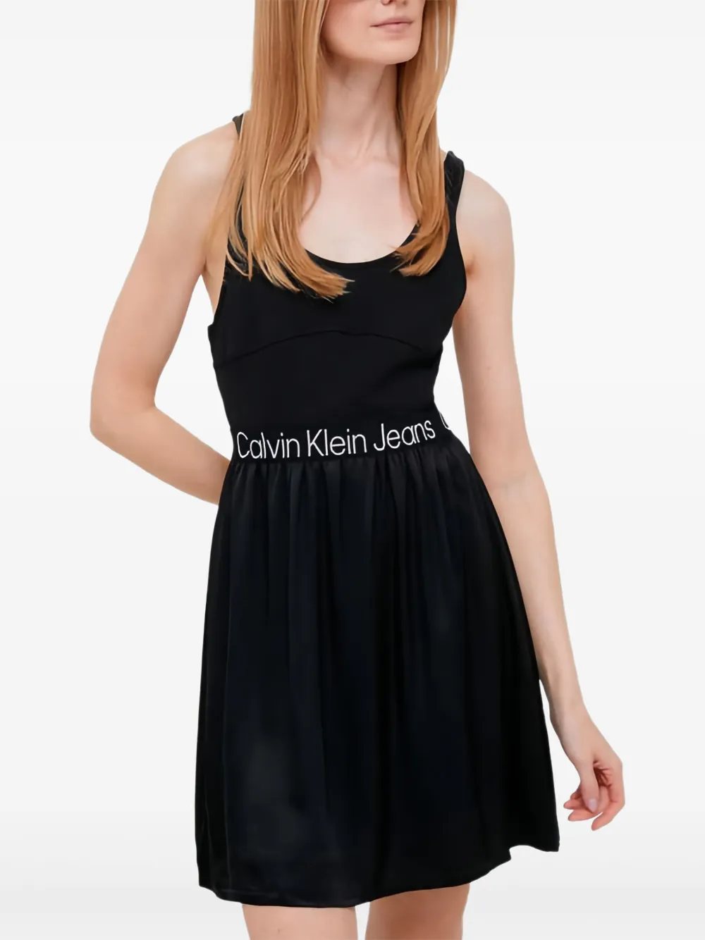 Calvin Klein logo-trim mini dress - ブラック
