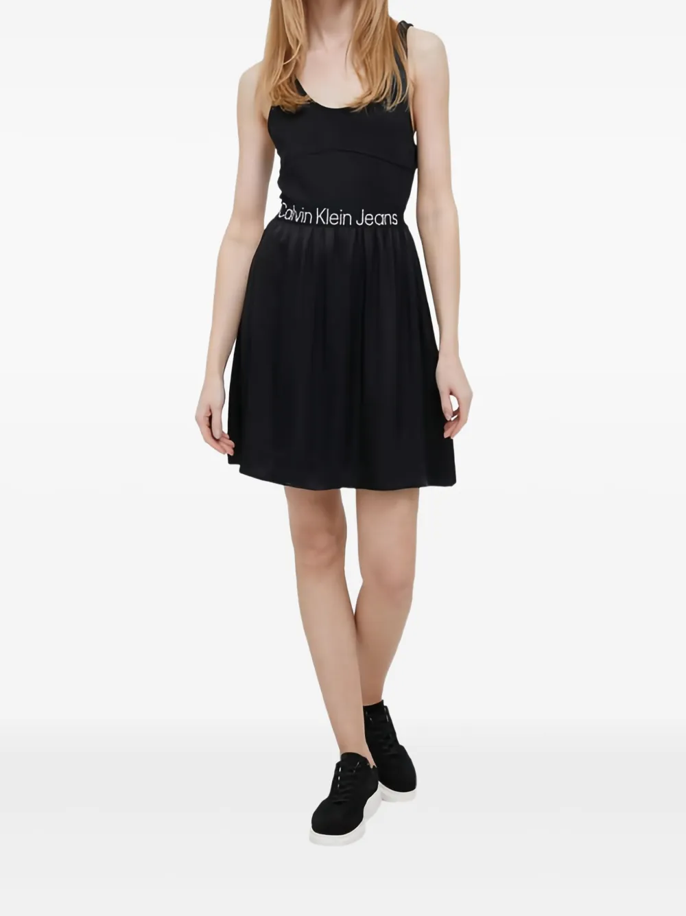 Calvin Klein logo-trim mini dress - Zwart