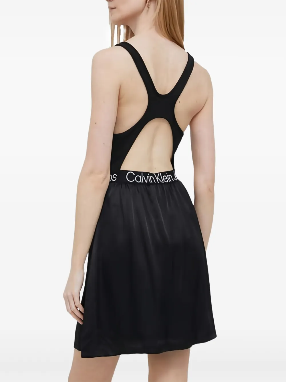 Calvin Klein logo-trim mini dress Zwart