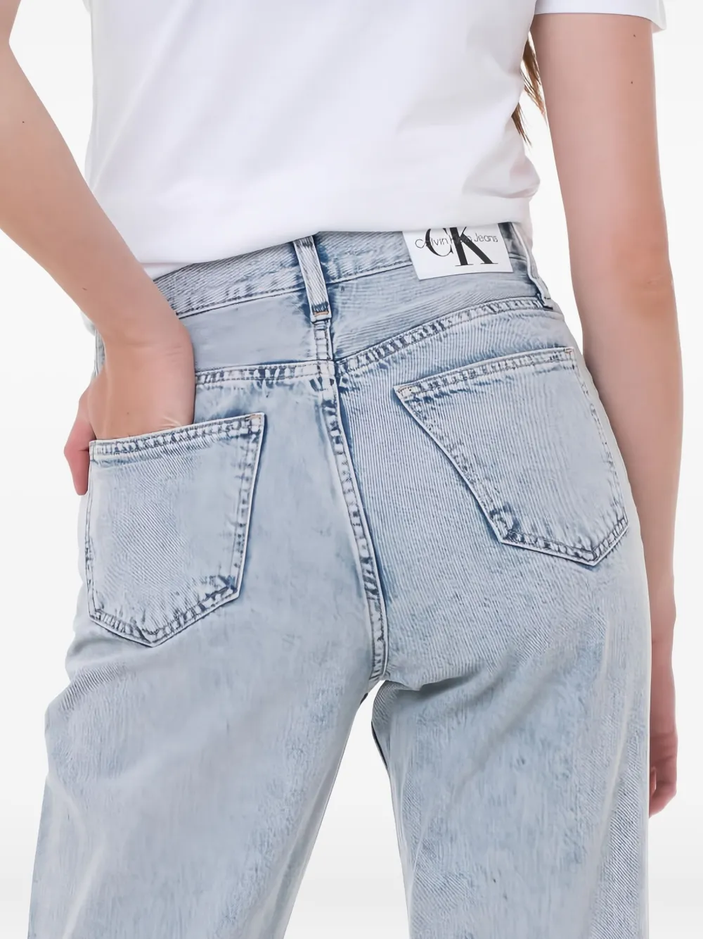 Calvin Klein Logo-patch Jeans In Blue