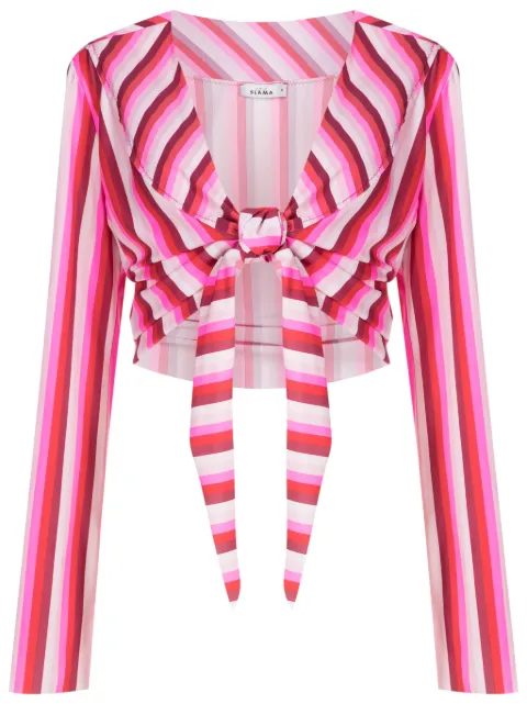 Amir Slama stripe-print tied crop top