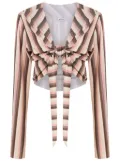 Amir Slama striped long-sleeve crop top - Neutrals