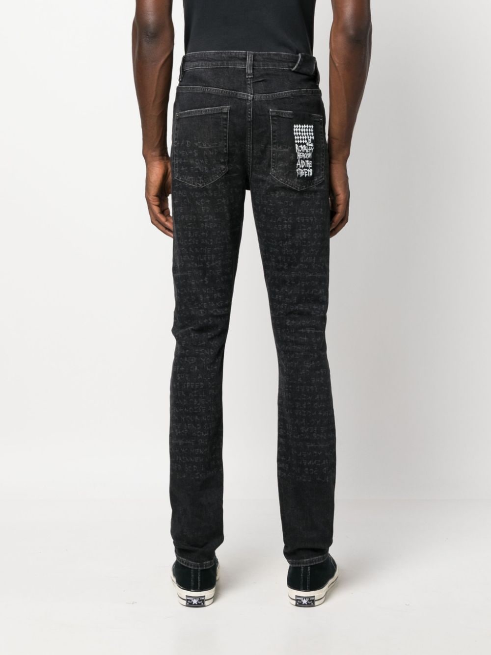Shop Ksubi Text-print Mid-rise Tapered Jeans In Grey